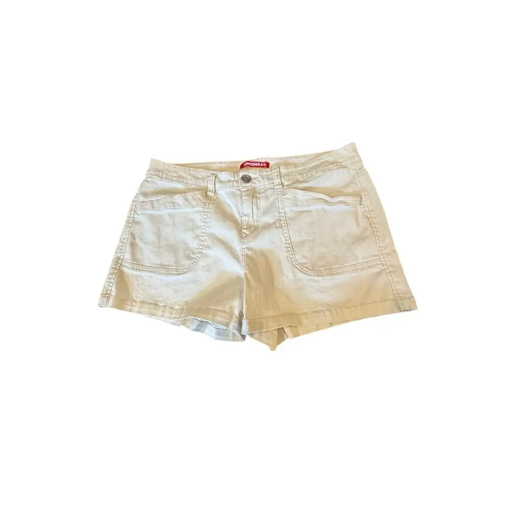 UNIONBAY Off-White Denim Shorts Womens Cuffed Hem Cotton Casual Summer Size 15